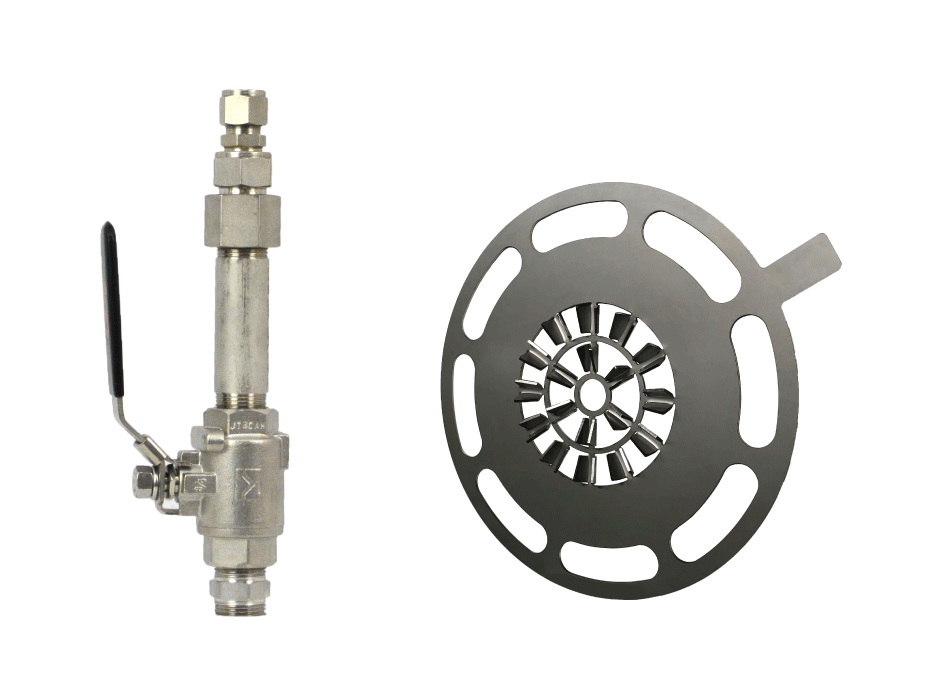 Fox Thermal retractor with ball valve and FC20 flow conditioner for insertion flow meters